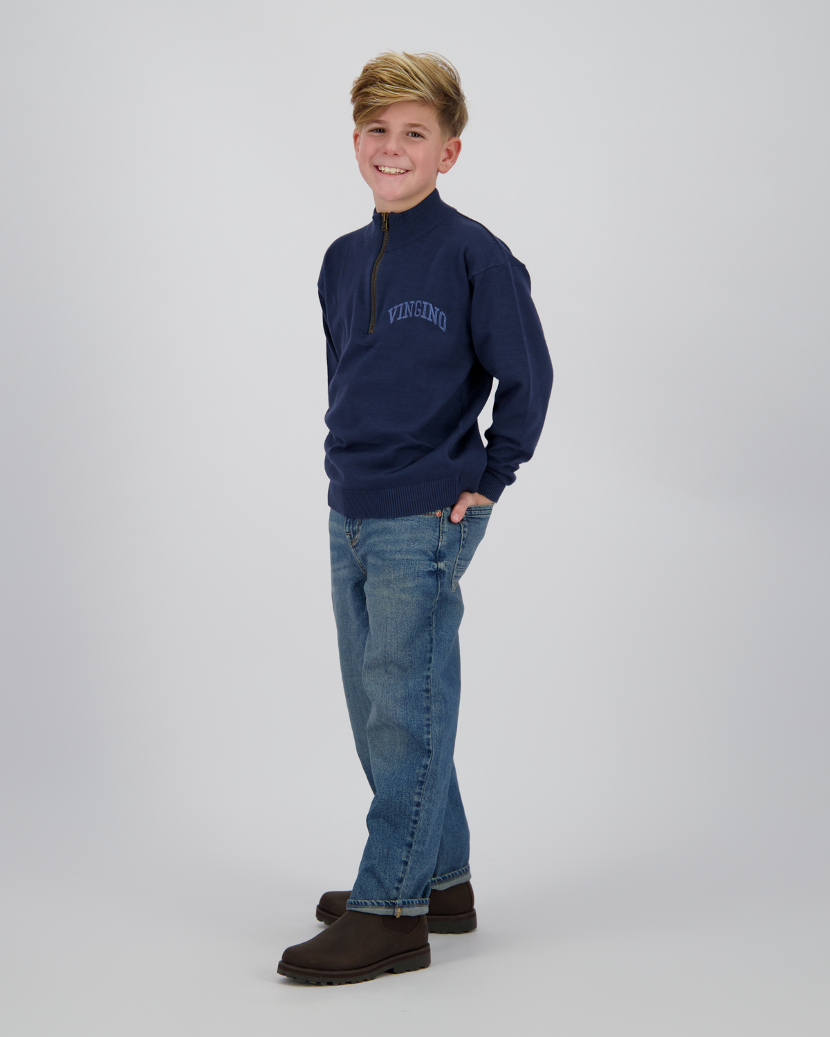 Flat knit Icon-halfzip