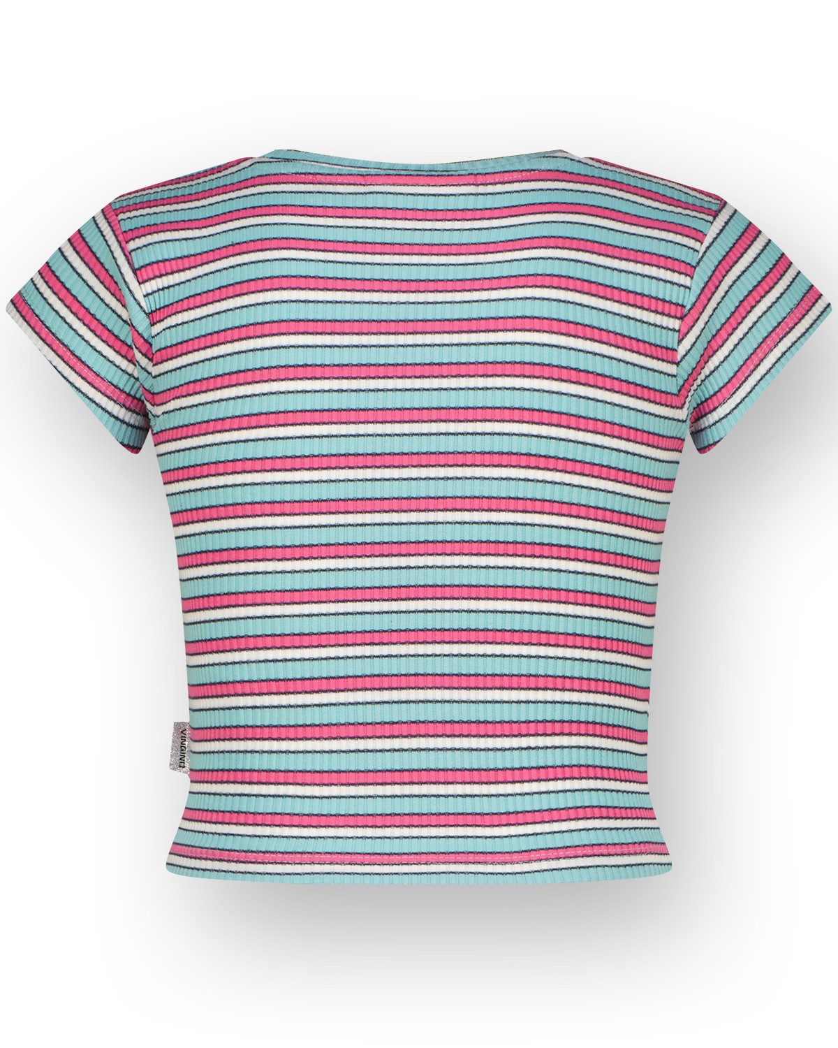 T-shirt Basic rib crop striped tee