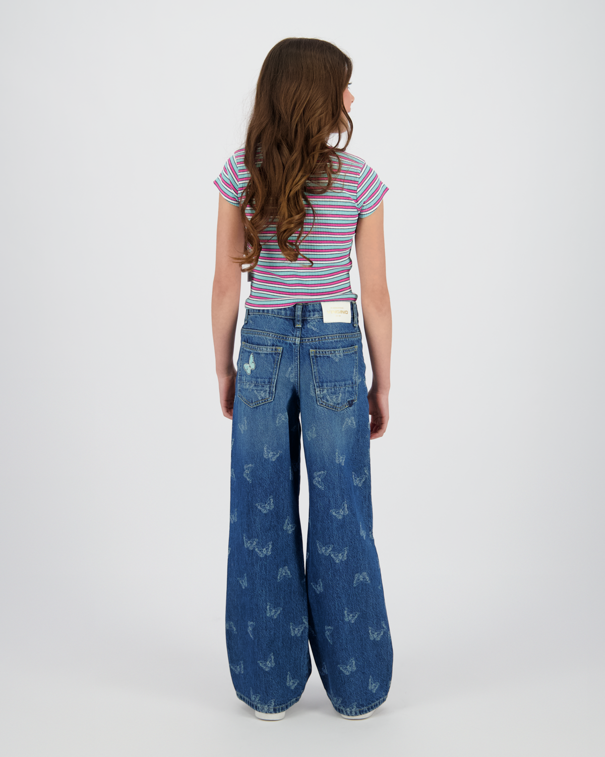 T-shirt Basic rib crop striped tee