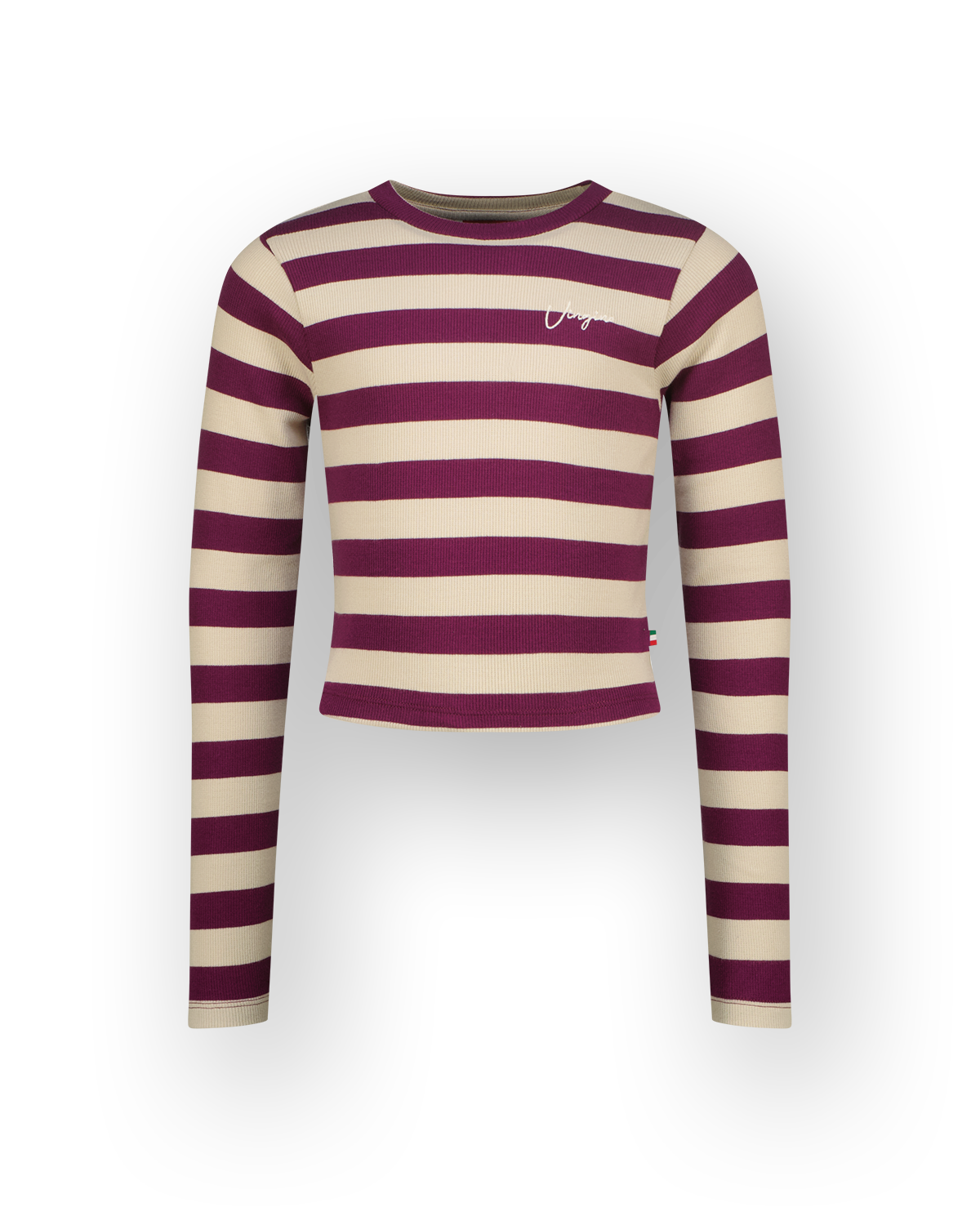 Top G-basic-crop rib stripe