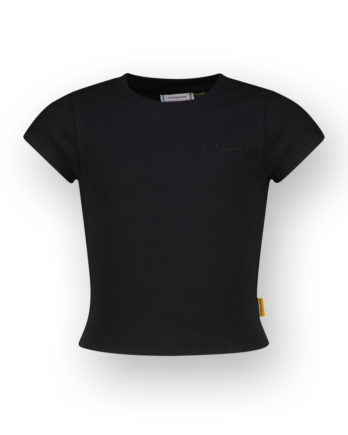 T-shirt Basic-crop rib tee