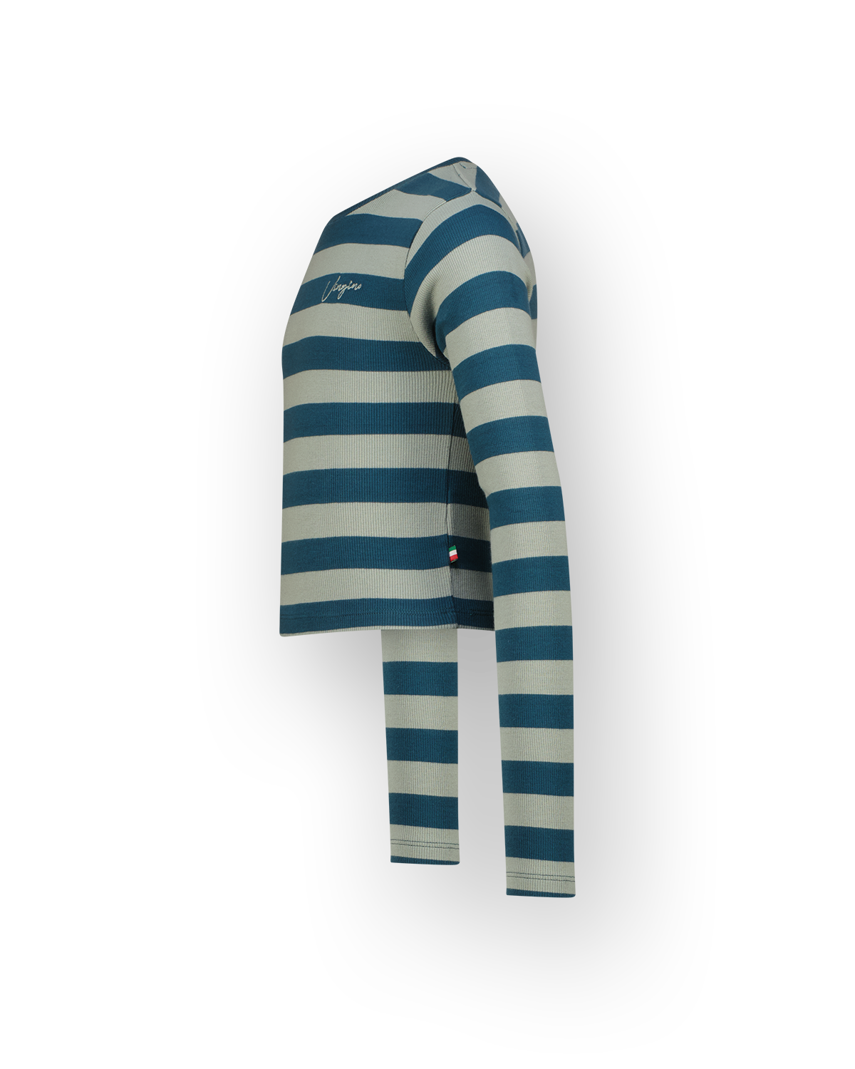 Top G-basic-crop rib stripe