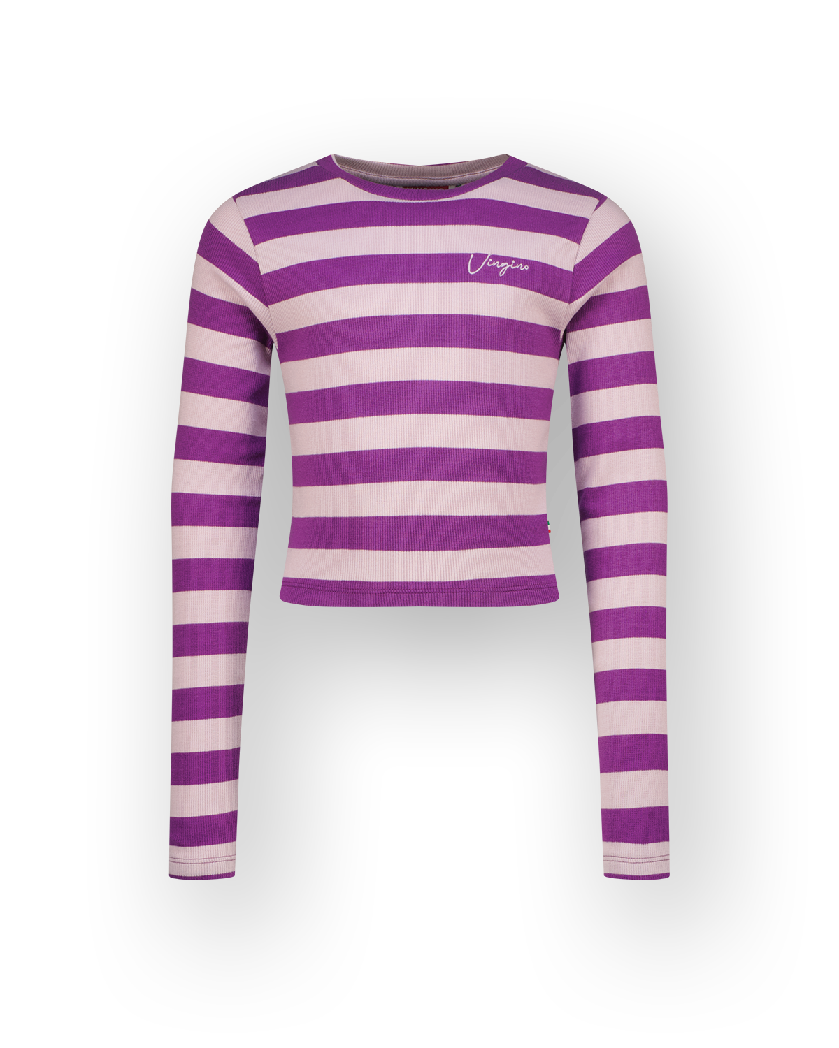 Top G-basic-crop rib stripe